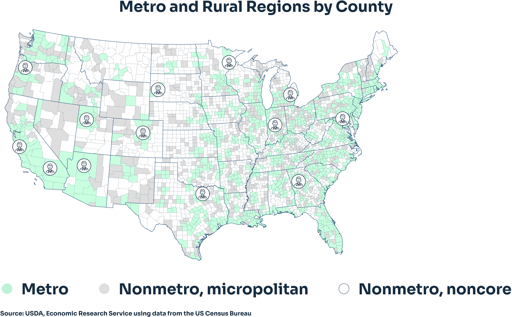 Metro and Rural Regions by County